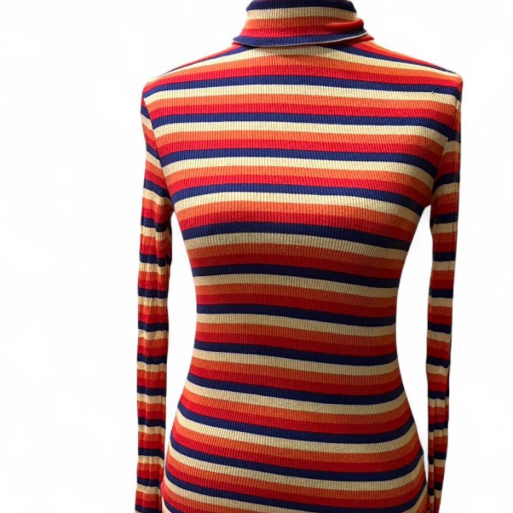 Urban Outfitters Rainbow Striped Ribbed Turtleneck Size S